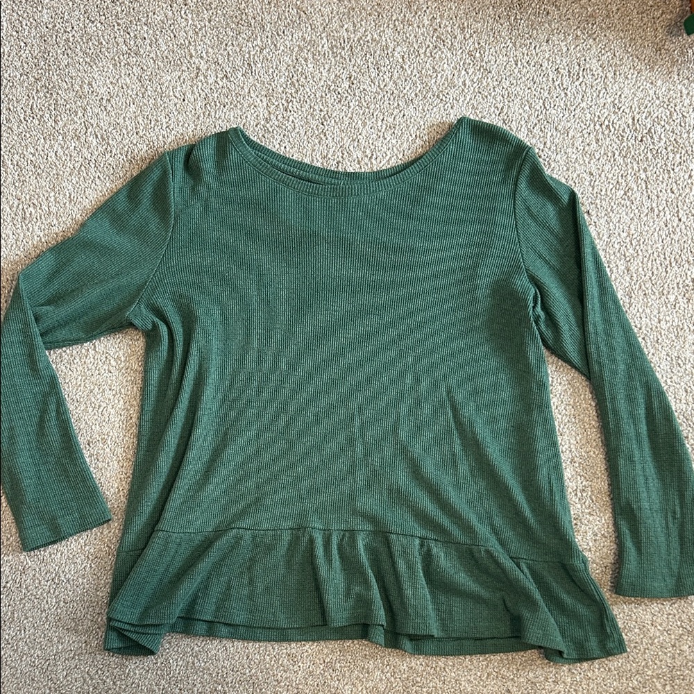 Jane and Delancey Forest Green Long Sleeve Top
